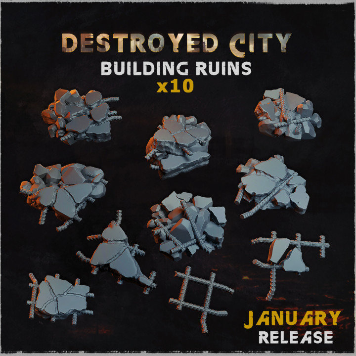 Building Ruins Basing Bits DnD Dungeons and Dragons 28mm/32mm Scale Wargame Scatter Terrain Basing Materials Old ruins Scifi City 40KZbW