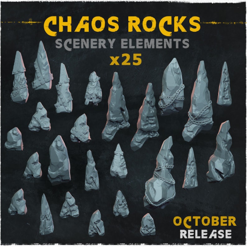 25pc Rock Scenery Dnd Dungeons and Dragons 28mm/32mm Basing Bits and ...
