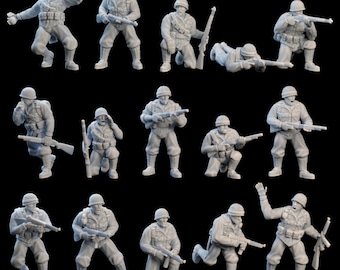 US-Infanterie - WWII US Soldaten Miniaturen Set, Historische Kriegsführung, Kriegsspiel Tabletop Spiel, 28/32 mm - YourNeighborKnight Minis