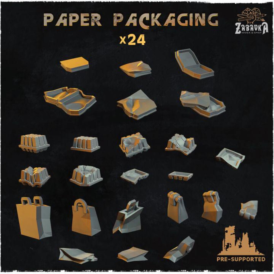 24pc Paper Packaging (basing Bits 2.0) 28mm/32mm Scale Scatter Terrain ...