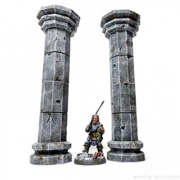 Stone Columns DnD Dungeons and Dragons Scatter Terrain Miniatures Wargame RPG Stone Pillars 40K Battleground Miniatures