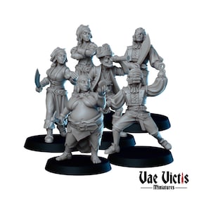 6Pc Pirate Miniature, DnD, Dungeons and Dragons, Explorer Adventurers, Tabletop RPG, Pathfinder, Vae Victis Miniatures