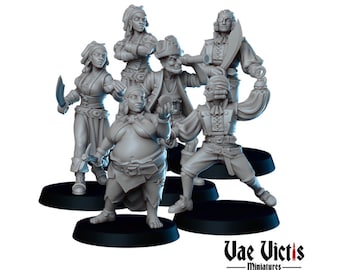 6Pc Pirate Miniature, DnD, Dungeons and Dragons, Explorer Adventurers, Tabletop RPG, Pathfinder, Vae Victis Miniatures