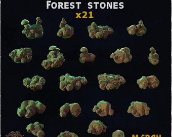 21 piedras de bosque para Dungeons and Dragons 28 mm/32 mm Piezas de base DnD Escenografía de terreno dispersa D&D TTRPG Material de base para miniaturas - ZbW