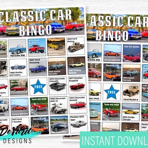 Juego de bingo clásico para exhibición de autos, vehículos antiguos, juego de 15 cartas, divertido juego de autos de cumpleaños para niños, adolescentes y personas mayores