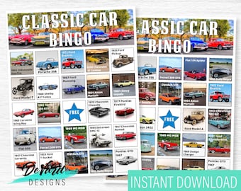 Classic Car Bingo Game: Set of 15 Printable Cards (Digital Download)