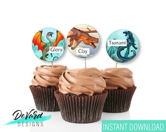 Dragon Birthday Party: Cupcake Toppers & Favor Tags (Digital Download)