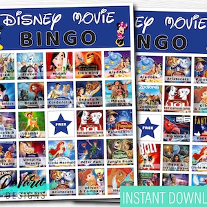 Juego de bingo de DisneyLand y DisneyWorld para toda la familia - Actividad para fiestas de cumpleaños - Juego de 15 tarjetas - Divertido juego de viaje familiar por carretera - Fiesta de cumpleaños