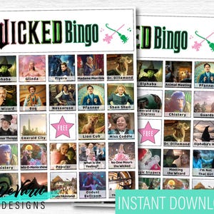 BIJGEWERKT Wicked geïnspireerd bingospel-set van 20 kaarten - verjaardagsfeestje activiteit-filmspel - Wizard of Oz muzikale verjaardagsfeestje-digitaal bestand