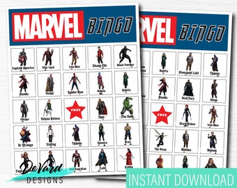Super Hero Bingo Game-Set of 15 Cards - Birthday Party Activity- Avengers Game- Super Hero Birthday Party