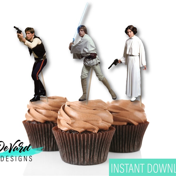 Star Wars Classic Character Cupcake Toppers- Cake Decorations- Set of 18 Character Toppers+ Mini Toppers - Birthday Party Decorations