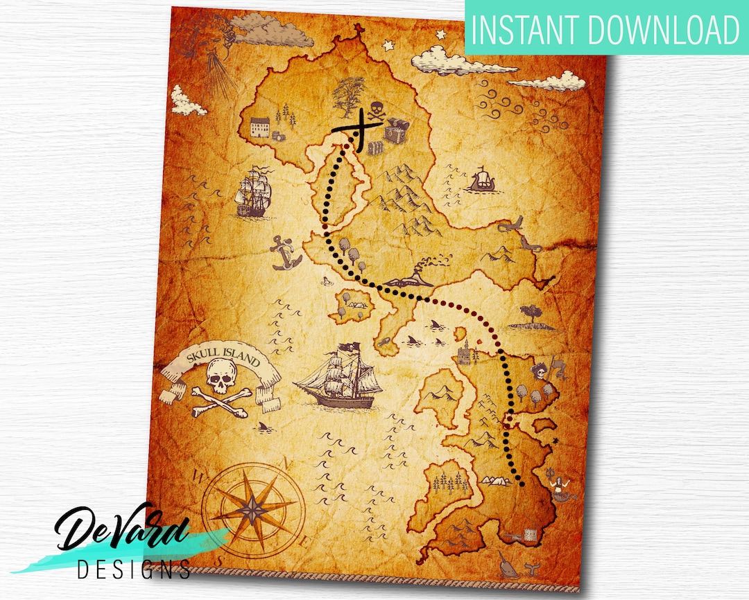 Pirate Treasure Maps- Instant Download Wall Art - Halloween Theatre ...