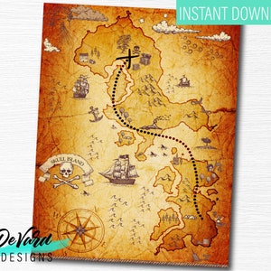 Piraten Schatzkarten - Instant Download Wandkunst - Halloween Theater Prop