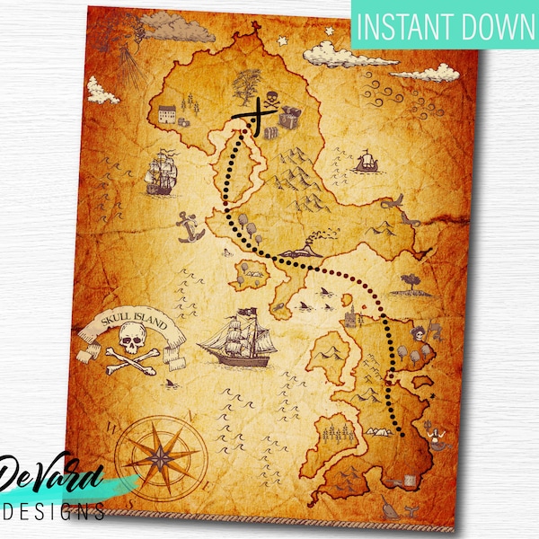 Pirate Treasure Maps- Instant Download Wall Art - Halloween Theatre Prop