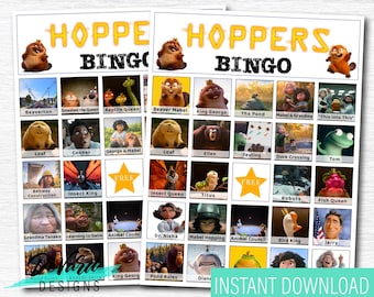 Hoppers Family Movie Bingo Game- Birthday Party Activity-Set of 20 Cards - Fun Road Trip Game Hopper