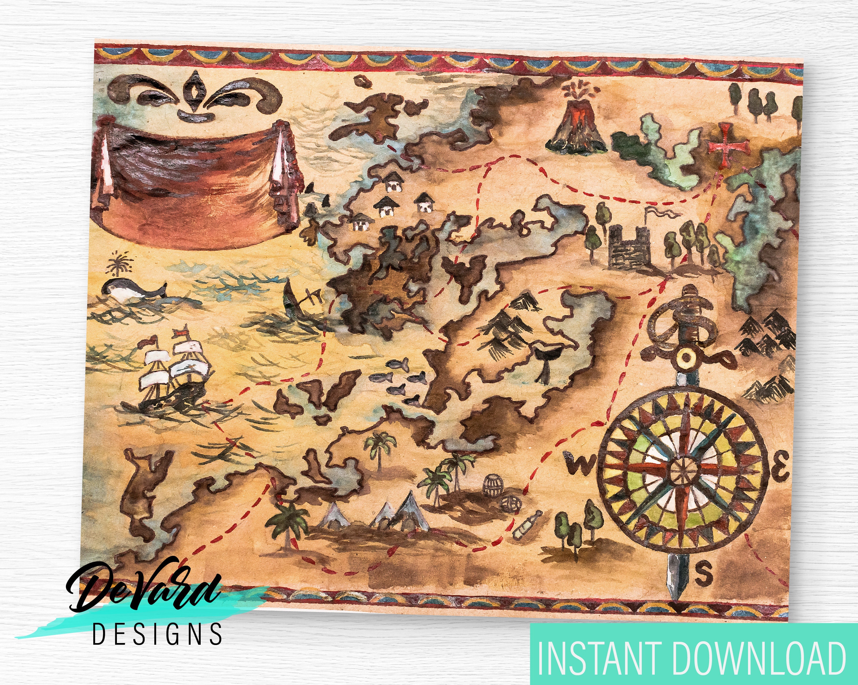 Pirate Treasure Maps- Instant Download Wall Art - Halloween Theatre ...