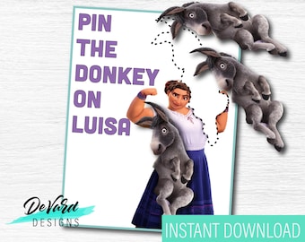 Encanto Birthday Party Game: Pin the Donkey on Luisa (Digital Download)
