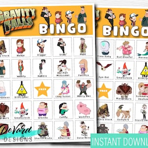 Gravity Falls bingospel-set van 15 kaarten - mysterie verjaardagsfeestje activiteit - tv-serie show spel - tiener verjaardagsfeestje