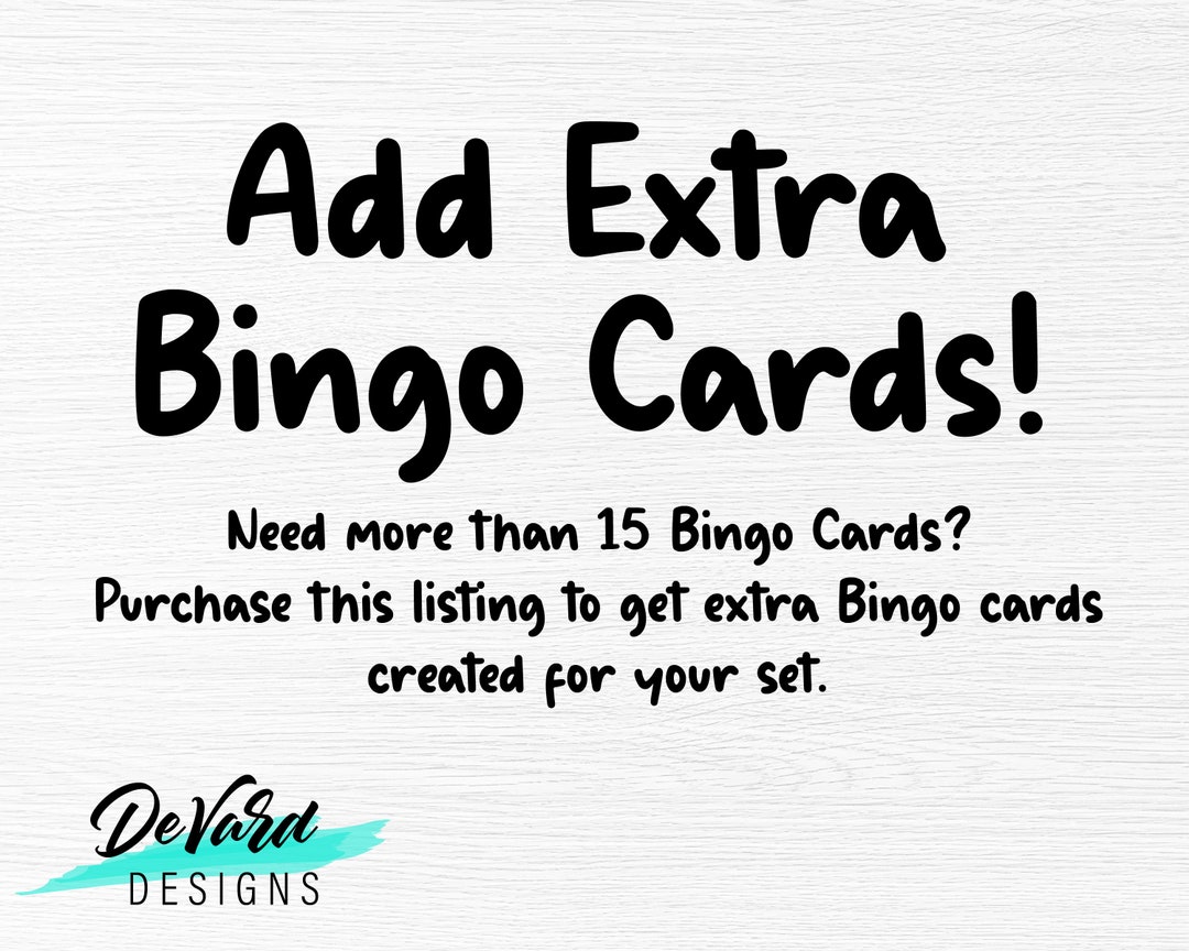 Custom Orderextra Bingo Cards Add 5 Cards to Listing Etsy