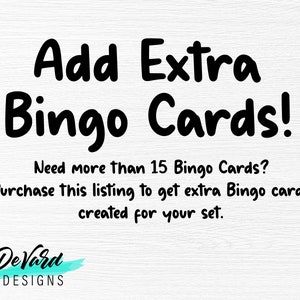 Aangepaste bestelling: extra bingokaarten: 5 kaarten toevoegen aan listing