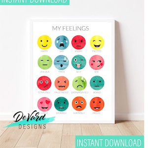 Classroom Emotions Chart- Instant Download Wall Art - Homeschool ...
