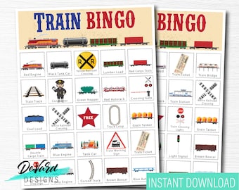 Train Bingo Game: Kids Birthday Party Activity (Digital Download)