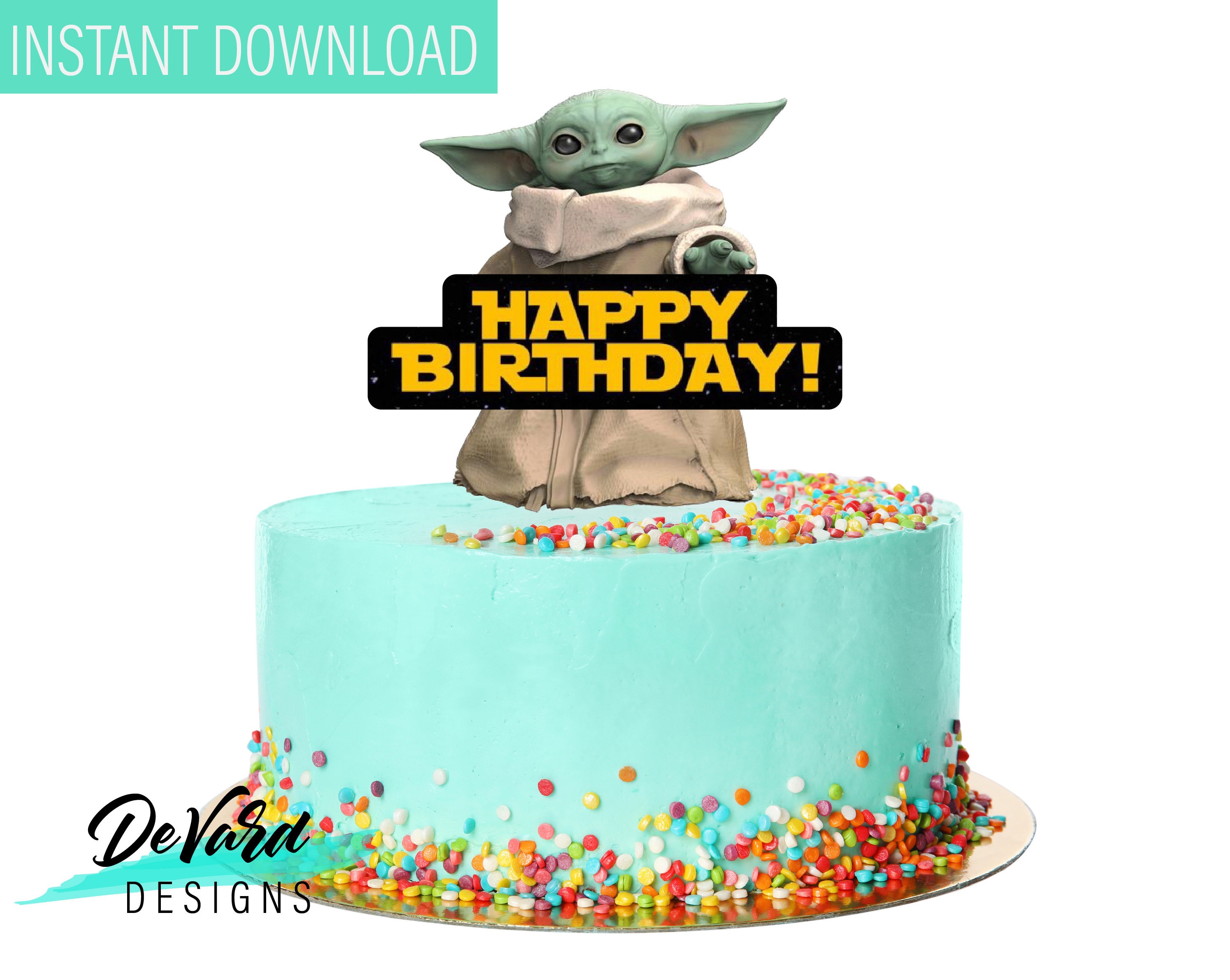 Mandalorian Printable Cake Topper Instant Download Decoration Baby Yoda