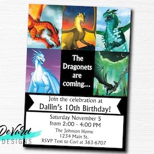 Invito a forma di drago - Festa di compleanno - Invito fantasy - Ali di drago - Invito per festa per bambini