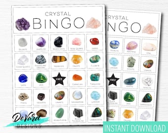 Gemstone Crystal Bingo Game- Set of 15 Cards + Call Cards - Crystals, Stones, Gemstone Activity