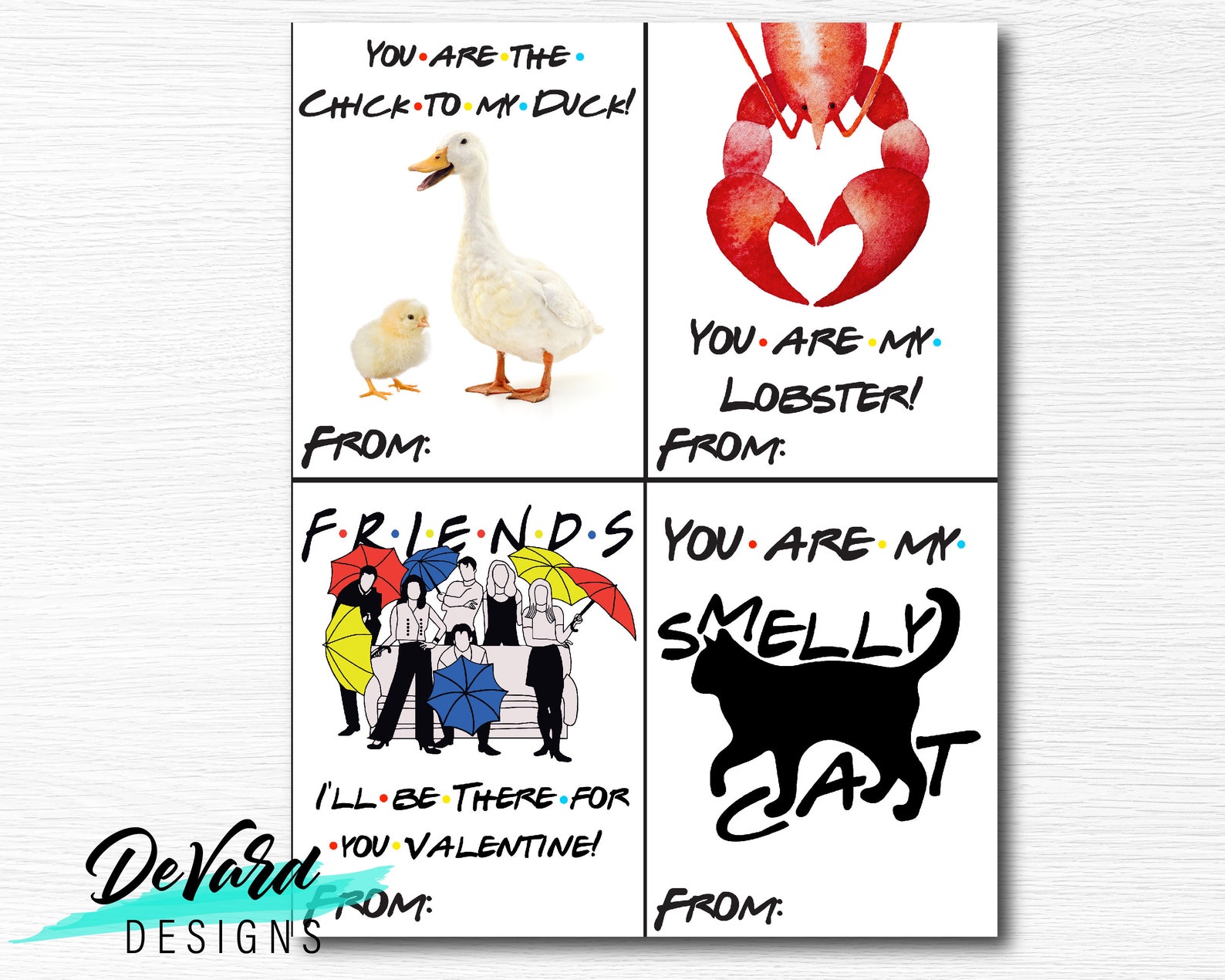 Friends TV Show Valentines Cards set of 8 Cards Classroom - Etsy