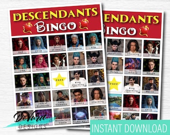 Descendants 2 Bingo Game: 15 Printable Cards (Digital File)
