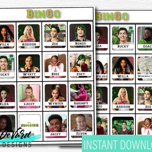 Zombies Bingo Game-Set of 15 Cards - Birthday Party Activity- Family Movie Game- Werewolf Alien Zombie Birthday Party- Road Trip Activity