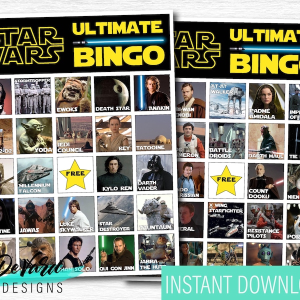 Gra Star Wars Bingo: 20 wyjątkowych kart (do pobrania w wersji cyfrowej)