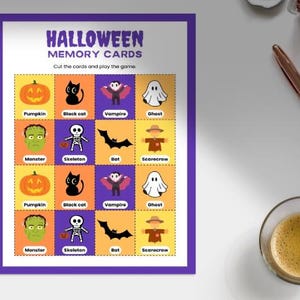 Halloween Memory Game Printable for Kids | Classroom Halloween Activity for Teachers | Educational Matching Card Game | Instant Download PDF