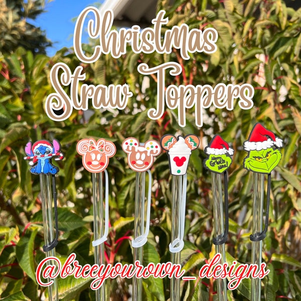 Straw Toppers (Fits Stanley Straw) | Fast Shipping | Christmas Straw Toppers | Disney | Christmas | Grinch | Mickey & Minnie | Straw Cap