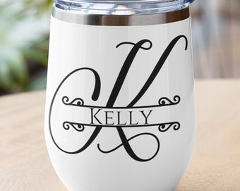 Personalized Wine Tumbler: Monogrammed Stainless Steel Gift