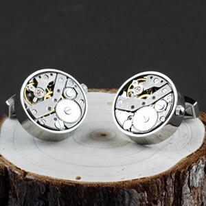 Gemelos de plata personalizados, gemelos clásicos, iniciales o letras grabables en la parte posterior, el mejor regalo para hombres, regalo para papá y regalo de aniversario, regalo de boda.