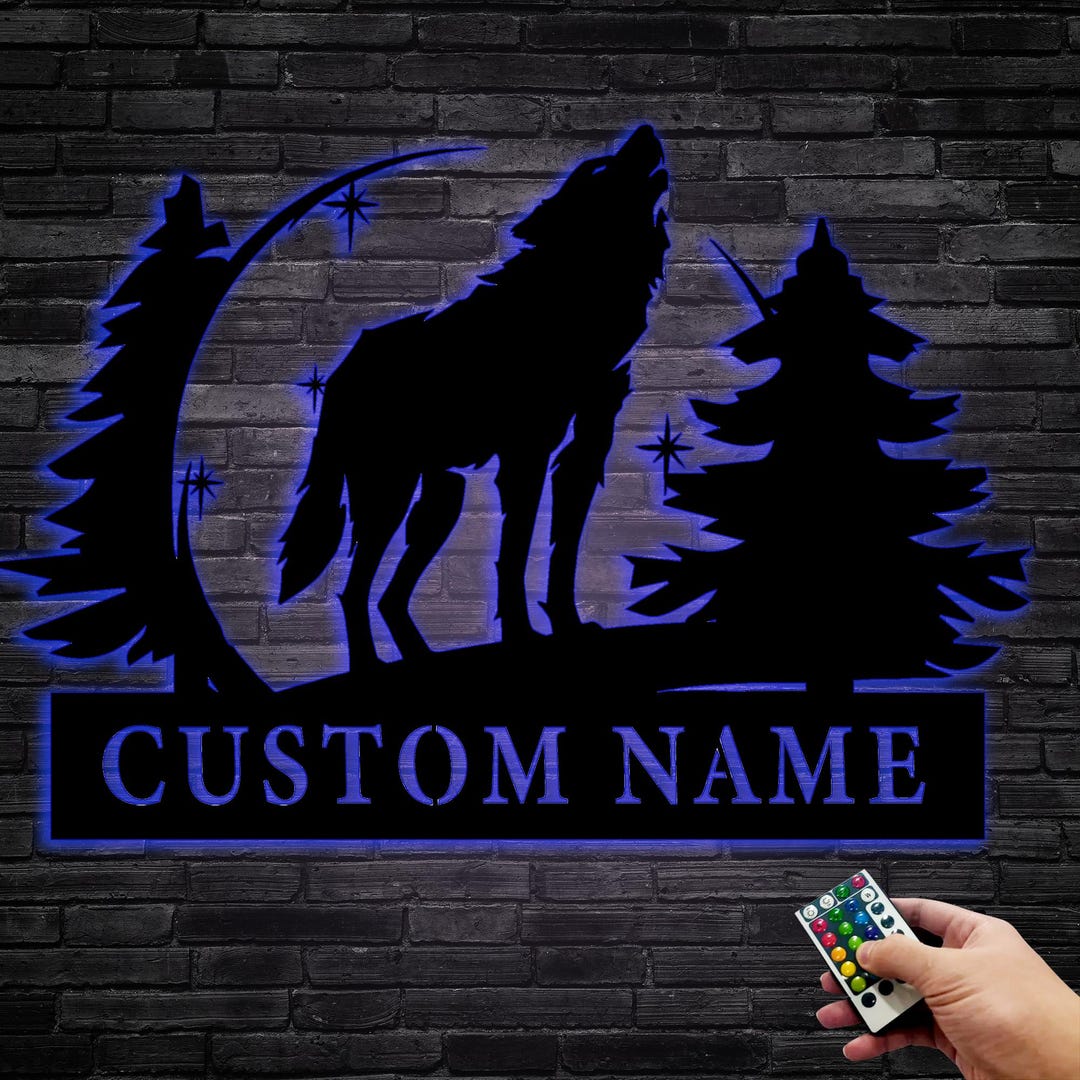 Wolf Sign How Personalized Wolf Signcustom Wolf Wall Decorhowling Wolf Signwolf Metal ...