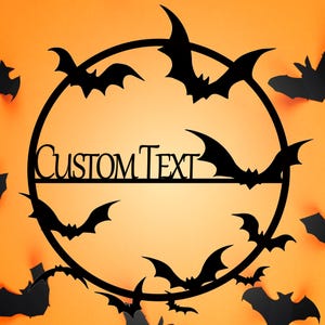 Custom Halloween Bat Metal Sign: Personalized Wall Decor