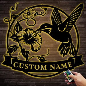 Personalized Hummingbird Metal Garden Sign: Custom Backyard Decor