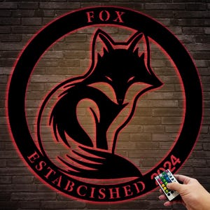 Custom Fox Metal Wall Sign,Personlized Fox Name Sign,Room Decor,Fox Metal Decor,Children&#39;s Room Decor,Natural Animal Sign,Housewarming Gift