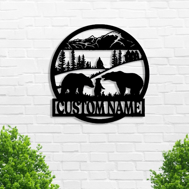 Custom Bear Family Metal Wall Signpersonlized Bear Family Name