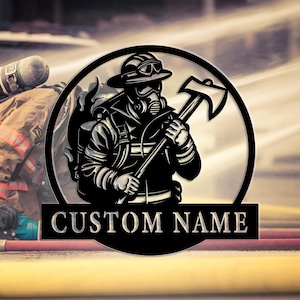 Letrero de metal para pared de bombero personalizado, regalo para bomberos, letrero de metal de bombero personalizado, decoración en honor al bombero, 8-24 pulgadas