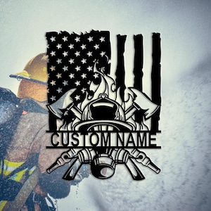 Letrero de metal para pared de bombero personalizado, regalo para bomberos, letrero de metal de bombero personalizado, decoración en honor al bombero, 8-24 pulgadas