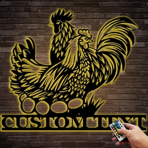 Personalized Chicken Metal Sign,Farm house Decor,Custom Hen house Sign,Custom Chicken Coop Sign With LED,Farm Decor,Barn Decor,Poultry Decor