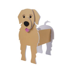 Hondvormige bloempot, Golden Retriever-bloempotten, Golden Retriever-decoraties, unieke tuinkunst, Plantendisplay voor binnen en buiten