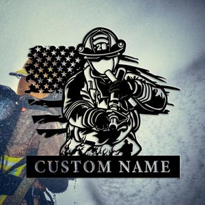 Letrero de metal para pared de bombero personalizado, regalo para bomberos, letrero de metal de bombero personalizado, decoración en honor al bombero, 8-24 pulgadas