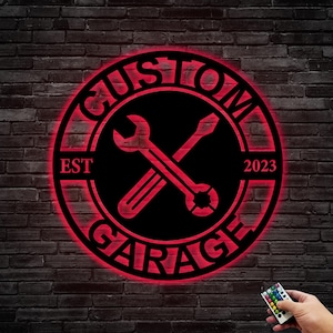 Custom Garage Name Metall Schild: Personalisierte Man Höhle Dekor (8-24 Zoll)