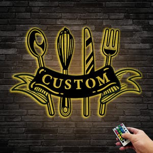 Personalized Metal Kitchen Sign: Custom Chef Name Wall Decor