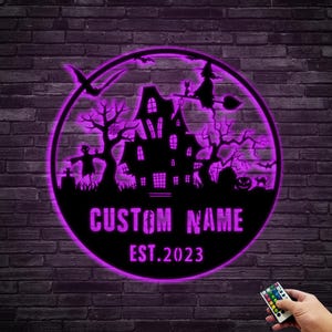 Aangepaste metalen heks bord: Halloween-spookhuisdecor